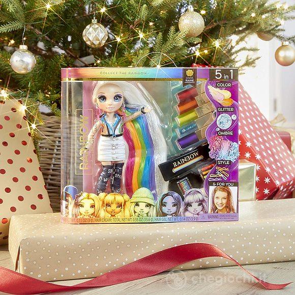 Rainbow High Hair Studio - Bambola Amaya Raine capelli extra lunghi e colori lavabili 5 in 1