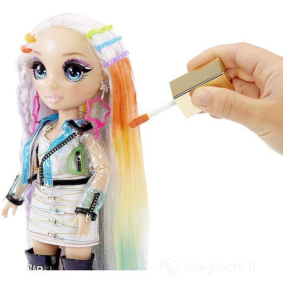 Rainbow High Hair Studio - Bambola Amaya Raine capelli extra lunghi e colori lavabili 5 in 1
