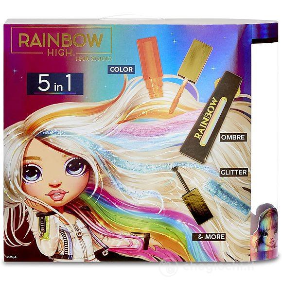 Rainbow High Hair Studio - Bambola Amaya Raine capelli extra lunghi e colori lavabili 5 in 1