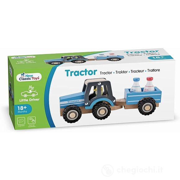 Trattore con rimorchio - trasporto latte in legno (11942)