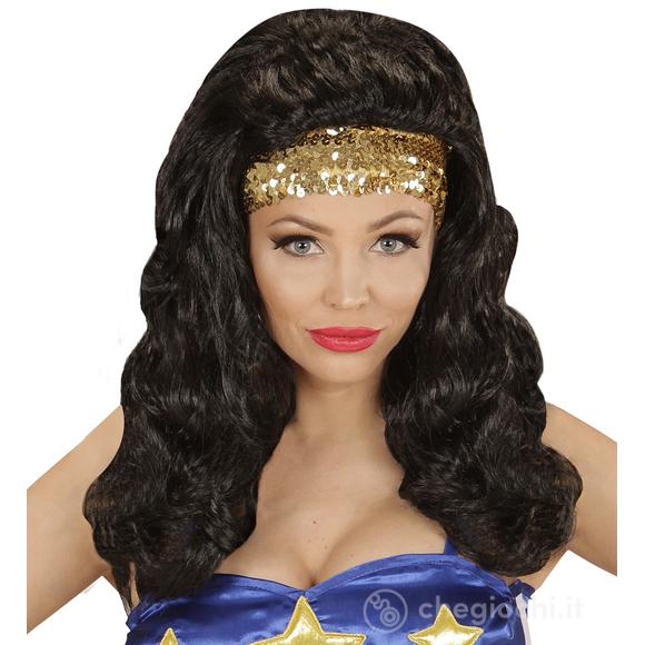 Parrucca Super Hero Girl Con Fascia in  Paillettes