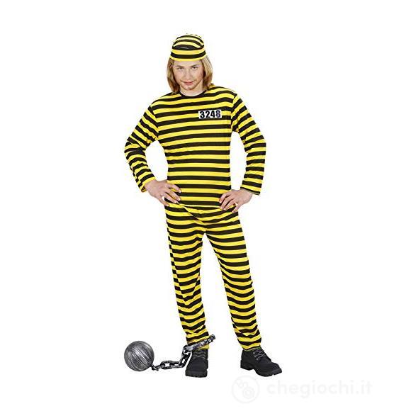 Carcerato Giallo/Nero (Casacca, Pantaloni, Cappello) (140 Cm / 8-10 Years)