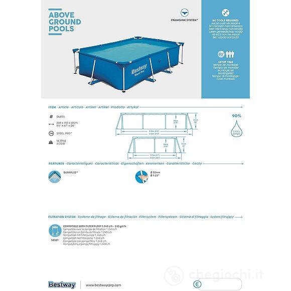 Piscina Steel Pro Frame Rettangolare 259X170x61 cm