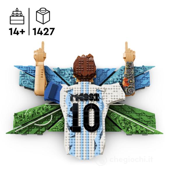 LEGO Editions 43018 Lionel Messi – Celebrazione, Wall Art 3D Fai da Te, Decorazione da Parete, Regalo a Tema Calcio da 14+