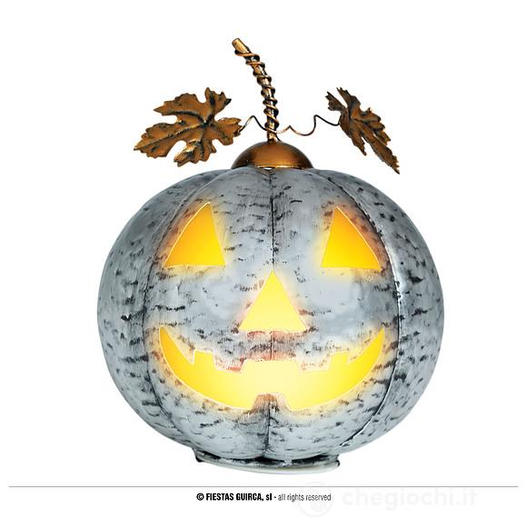 Zucca Metalica Con Luce Argento 16 Cm (24959)