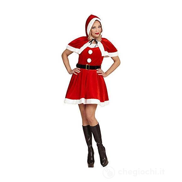 Miss Santa Natale In Velluto E Peluche - (Vestito, Cintura, Mantellina Concappuccio) L